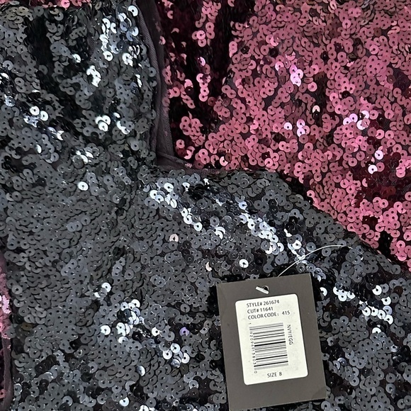 MARINA Sequin Embellished Ombré Flounce Hem Midi Dress size 8. - Picture 6 of 7